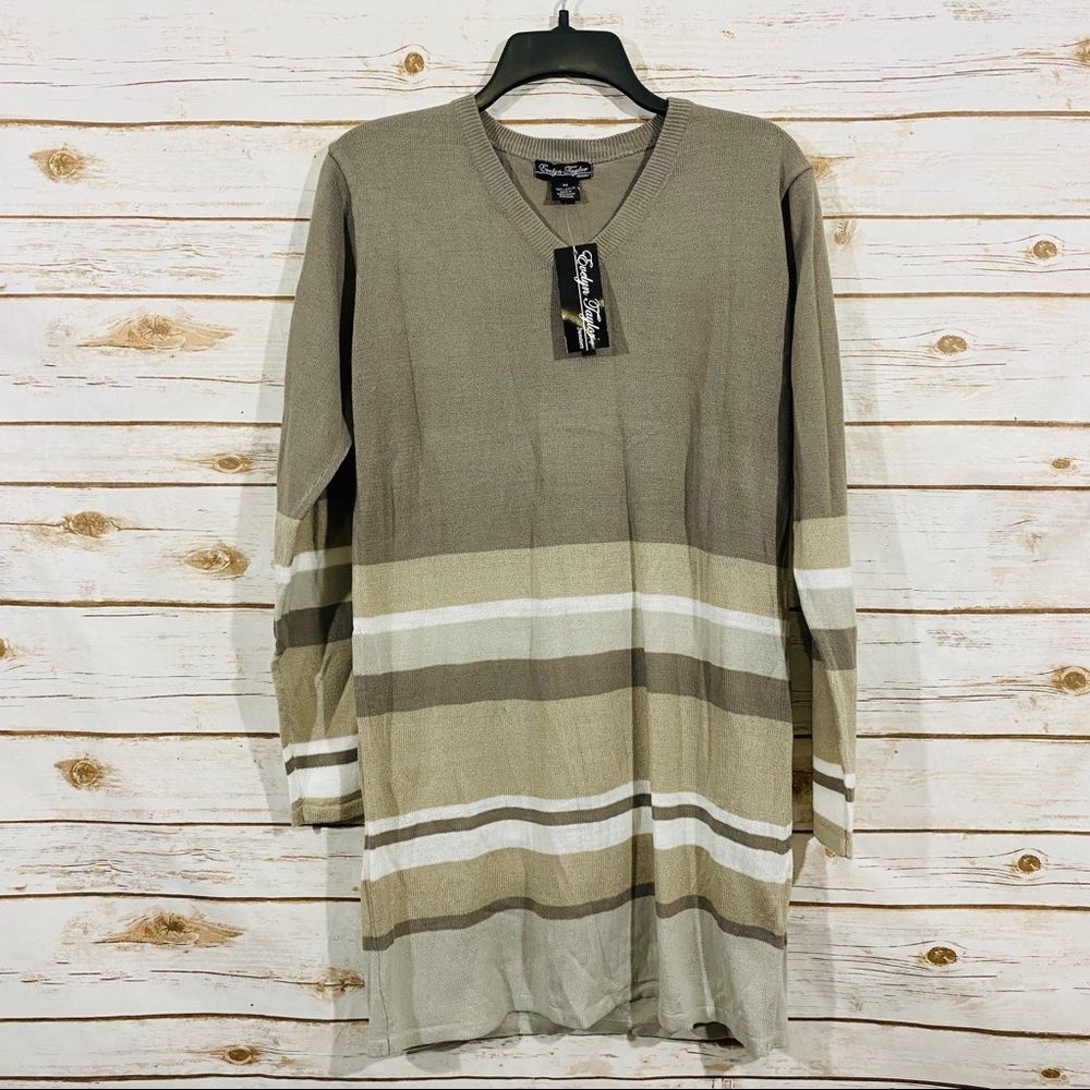 Evelyn Taylor Women's Long Sleeve Striped Cozy Sweater M